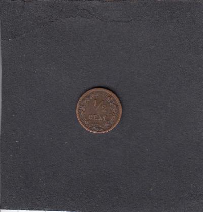 Beschrijving: 1/2 Cent WILHELMINA